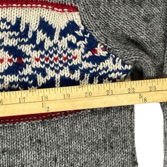 Aeropostale Sweater Men XL Gray Chunky Knit Crew Neck Fair Isle Bohemian Holiday - Picture 10 of 16